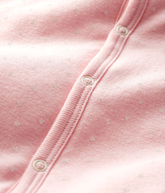 Baby-Strampler ohne Fuß aus wattiertem Rippstrick rosa MINOIS/weiss MARSHMALLOW