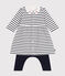 Baby-Kleid und Leggings aus Baumwolle weiss MARSHMALLOW/blau SMOKING