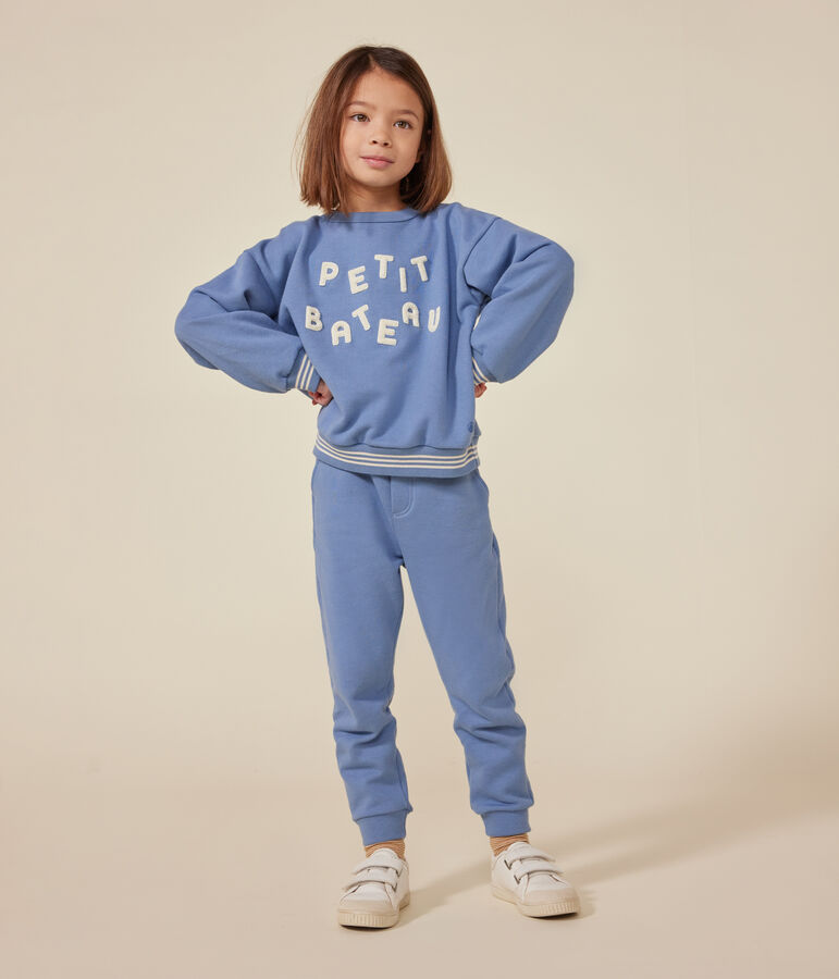 Kinder-Sweatshirt aus Molton f&uuml;r M&auml;dchen und Jungen blau BEACH
