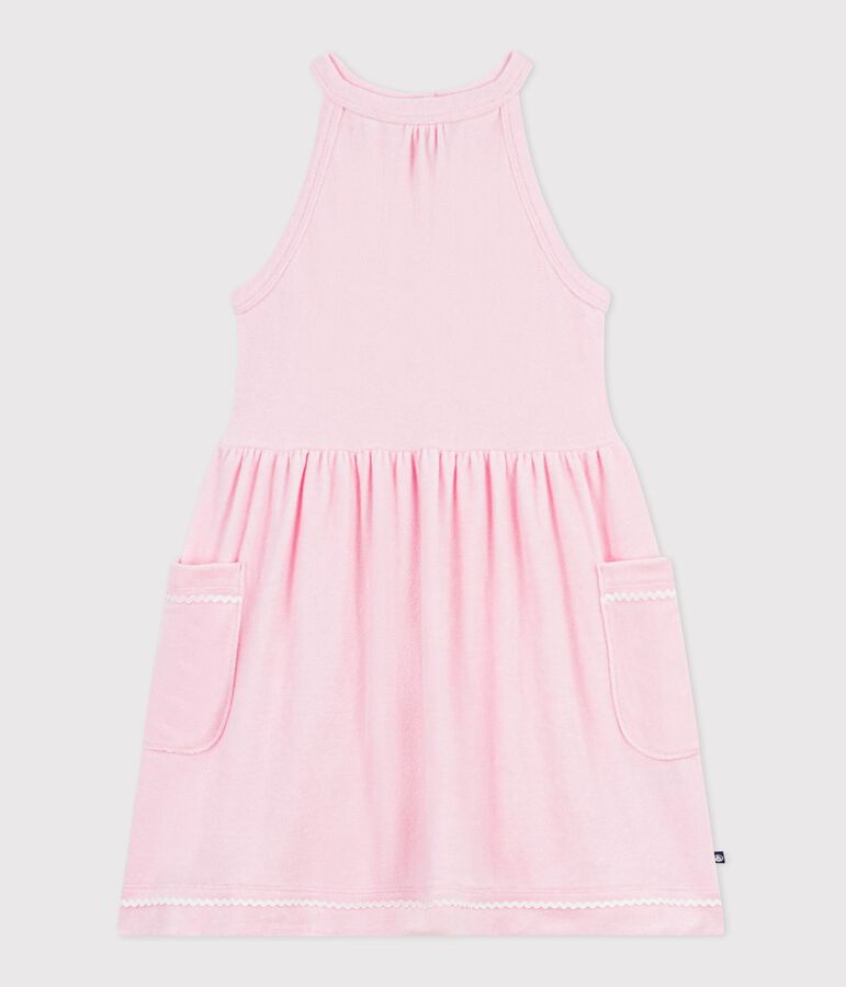 &Auml;rmelloses Kinder-Kleid aus einfarbiger Baumwolle rosa