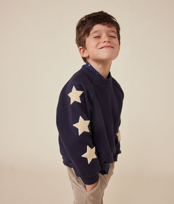 Kinder-Sweatshirt aus warmem Molton für Jungen blau SMOKING