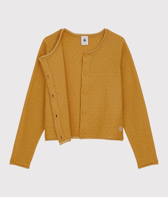 Cardigan aus Wolle und Baumwolle für Mädchen gelb BOUDOR