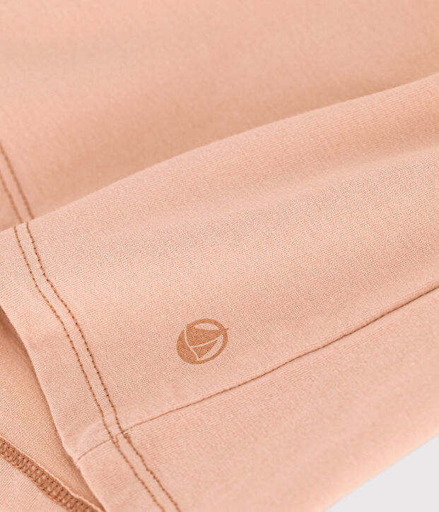 Damen-T-Shirt LE DROIT aus Baumwolle mit V-Ausschnitt beige