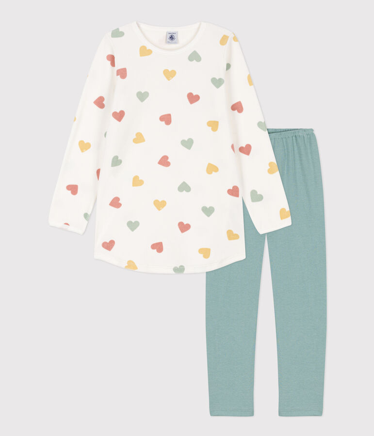 Nachthemd aus Nicki mit Herzmotiv f&uuml;r M&auml;dchen weiss/vielfarbig