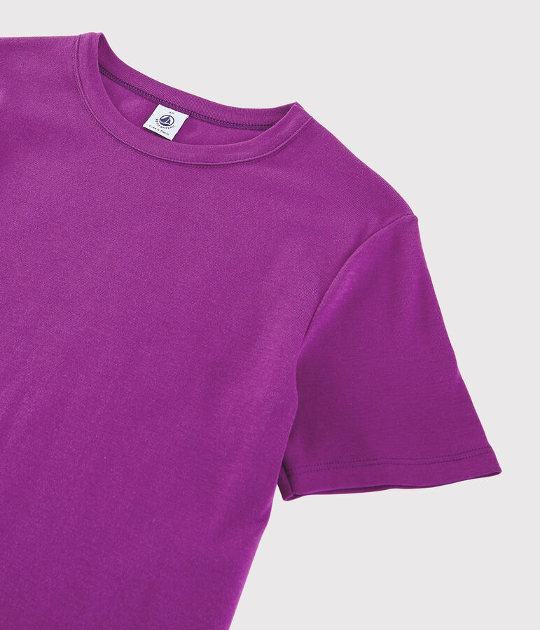 Damen-T-Shirt aus Baumwolle mit Rundhalsausschnitt violett