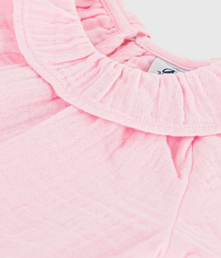 Lang&auml;rmelige Baby-Bluse aus einfarbiger Baumwolle rosa