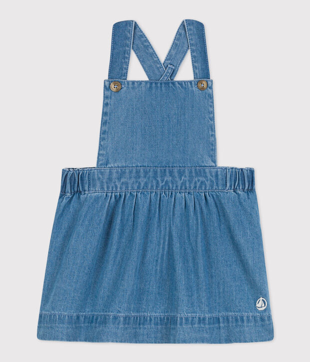 &Auml;rmelloses Babykleid aus leichtem Denim blau
