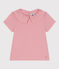 Kurzärmeliges Kinder T-Shirt aus einfarbiger Baumwolle mit Kragen rosa CHARME