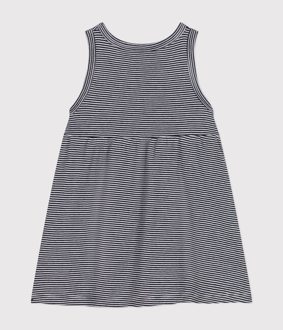 Ärmelloses Baby-Kleid aus gestreifter Baumwolle blau SMOKING/weiss MARSHMALLOW