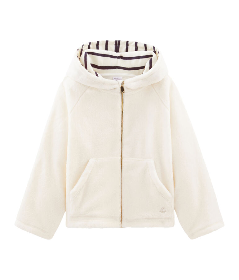 Sweatshirt aus Fleece in Schaffelloptik f&uuml;r M&auml;dchen weiss