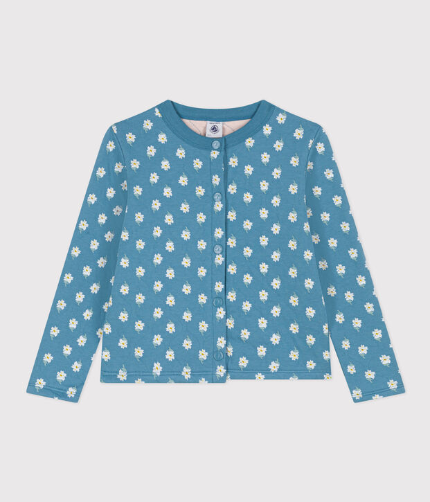 Kinder-Cardigan aus gestepptem Doppeljersey mit Aufdruck f&uuml;r M&auml;dchen blau/vielfarbig