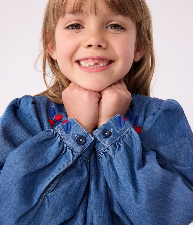 Lang&auml;rmeliges Kinder-Kleid aus Denim blau