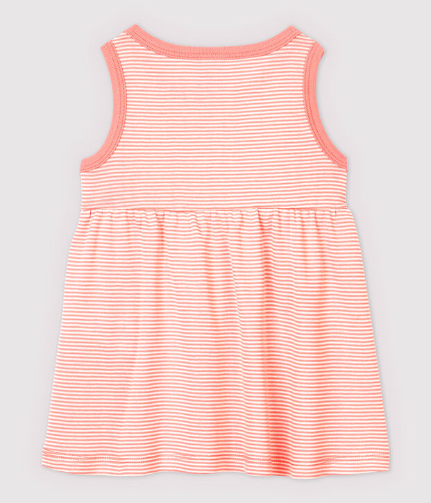 &Auml;rmelloses gestreiftes Baby-Kleid f&uuml;r M&auml;dchen rosa/weiss