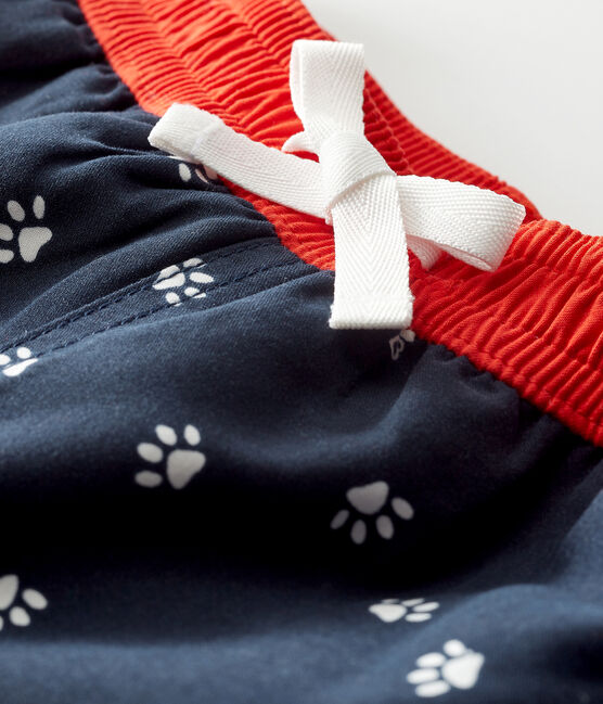 Gemusterte Baby-Strandshorts für Jungen blau SMOKING/weiss MULTICO