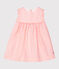 Gestreiftes kurzärmeliges Babykleid für Mädchen weiss MARSHMALLOW/rosa ROSAKO
