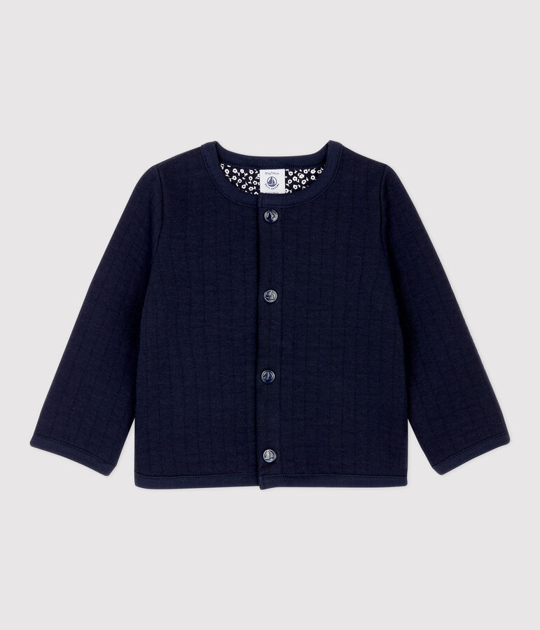 Baby-Cardigan aus gestepptem Doppeljersey. blau