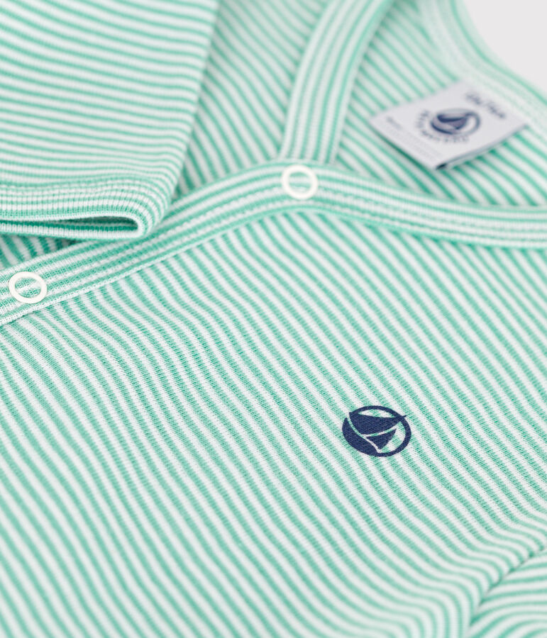 Strampler aus Baumwolle mit Streifen gr&uuml;n