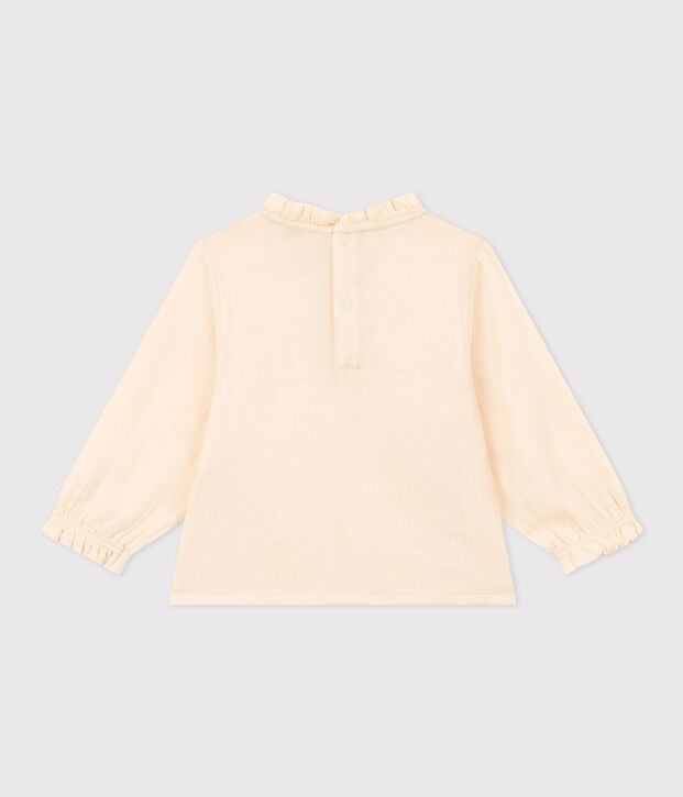 Lang&auml;rmelige Babybluse aus Musselin-Stoff naturfarben