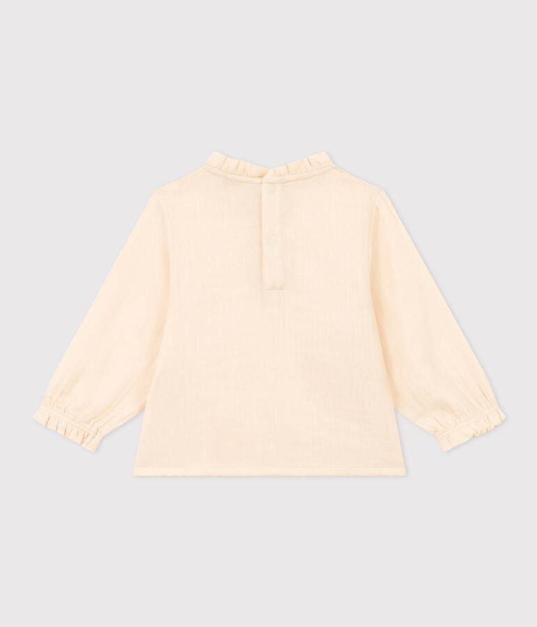 Lang&auml;rmelige Babybluse aus Musselin-Stoff naturfarben