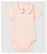 Kurzärmeliger Baby-Body mit Kragen aus Bio-Baumwolle in Rosa