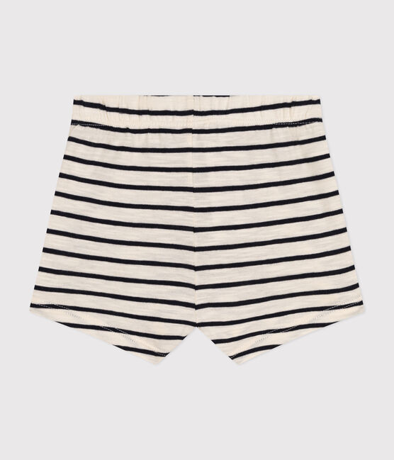 Baby-Shorts aus einfarbigem geflammtem Jersey weiss AVALANCHE/blau SMOKING