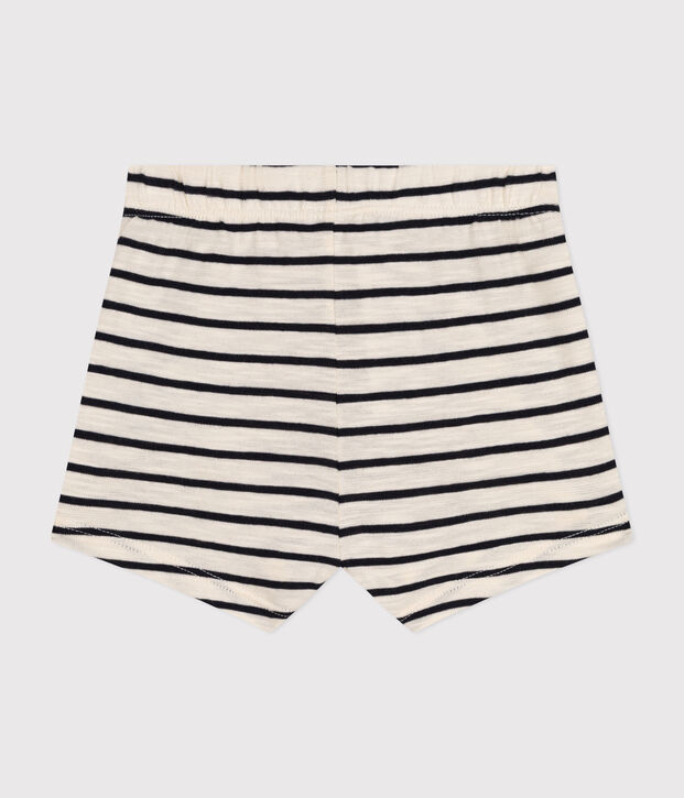 Baby-Shorts aus einfarbigem geflammtem Jersey naturfarben/blau