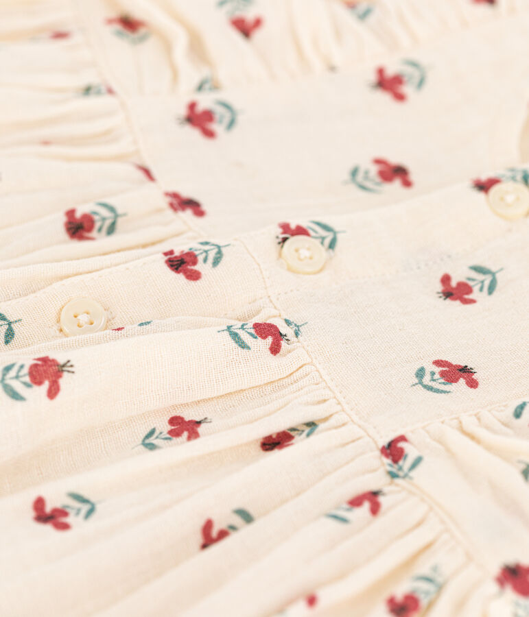 Babykleid mit Bloomers aus bedruckter Baumwollgaze naturfarben/vielfarbig