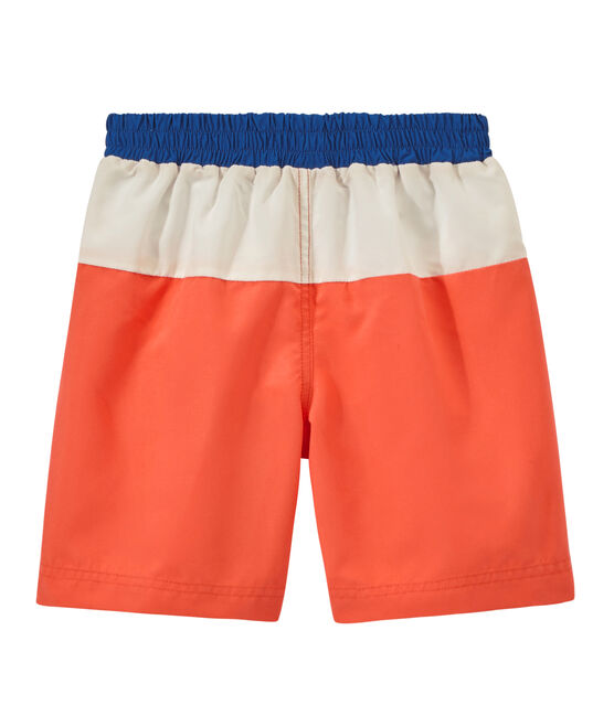 Jungen-Badeshorts im Color-Blocking-Design orange ORIENT/weiss MARSHMALLOW/ PERSE
