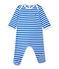 Geringelter Baby-Jungen-Strampler blau PERSE/weiss ECUME