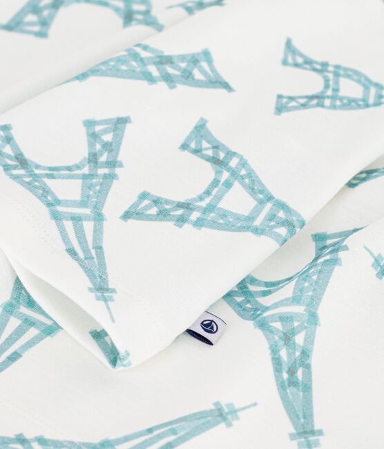 Kinder-Kurzpyjama aus Baumwolle mit Eiffelturm weiss MARSHMALLOW/weiss MULTICO