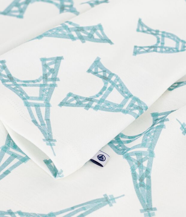 Kinder-Kurzpyjama aus Baumwolle mit Eiffelturm weiss/vielfarbig