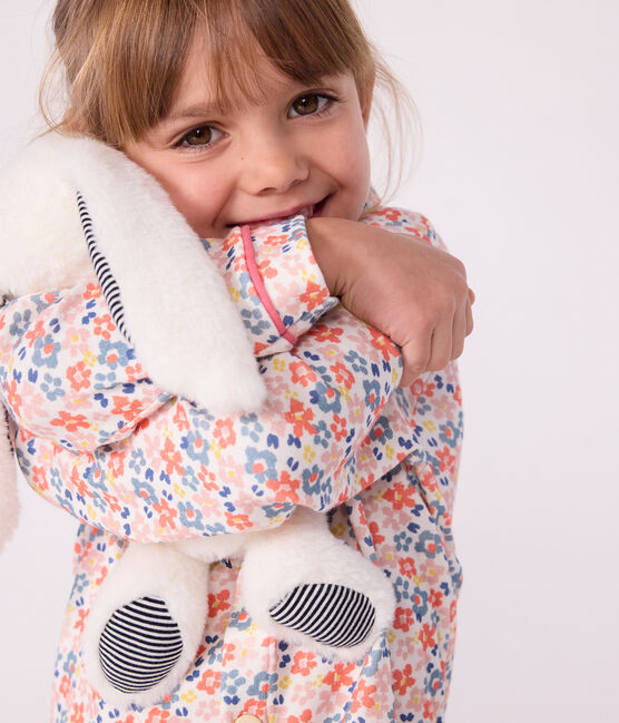 Kinder-Pyjama mit Knopfverschluss aus bedruckter Baumwolle weiss MARSHMALLOW/weiss MULTICO