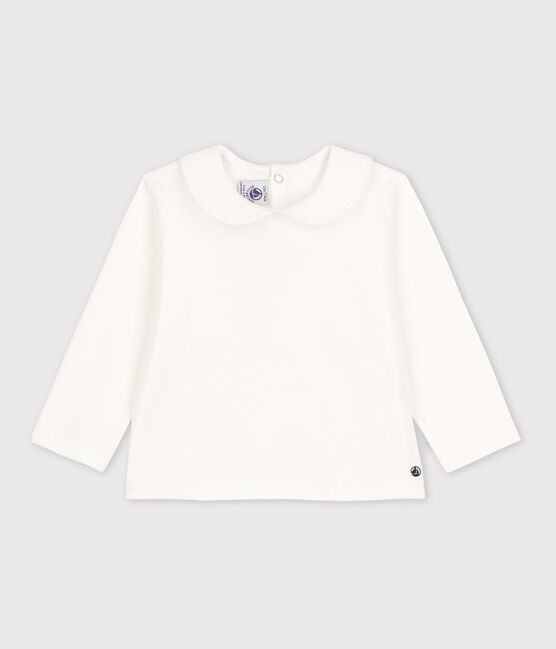 Langärmelige Babybluse aus Baumwolle weiss MARSHMALLOW