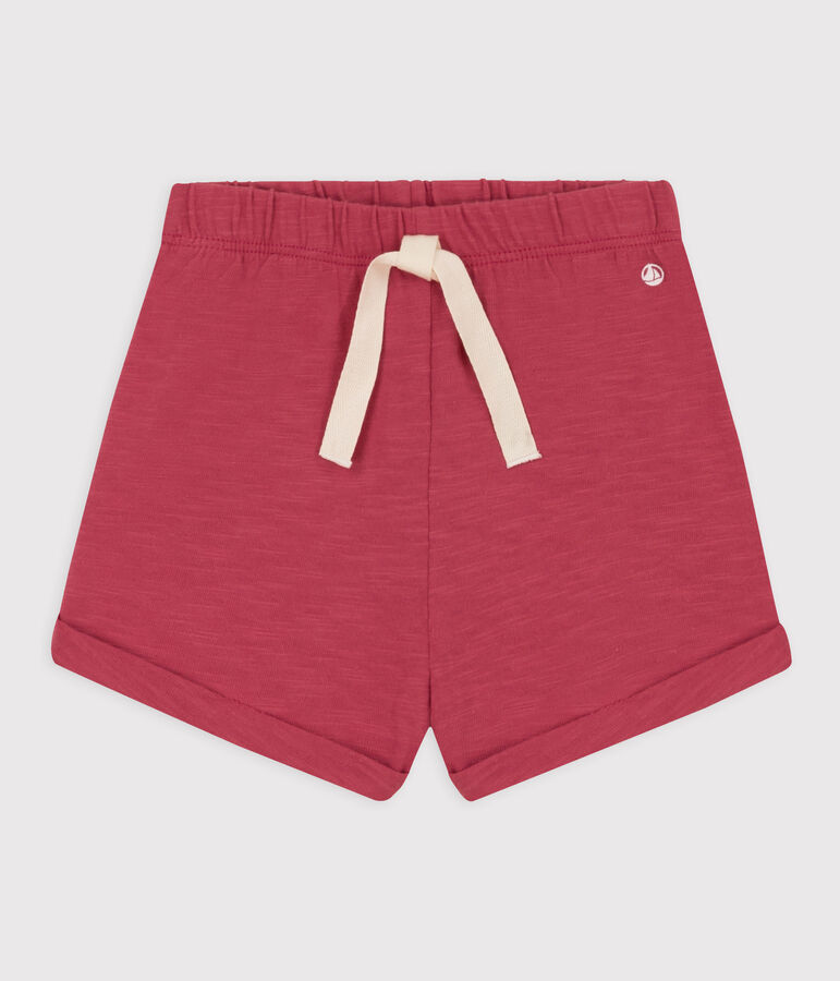 Baby-Shorts aus einfarbigem geflammtem Jersey rosa