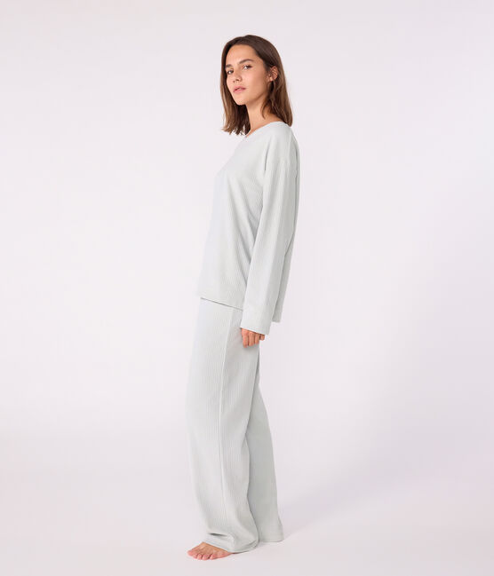 Damen-Pyjama aus einfarbigem Nicki mit geradem Bein CO2
