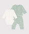 3-teiliges Baby-Set aus Doppeljersey grün HERBIER/weiss MULTICO