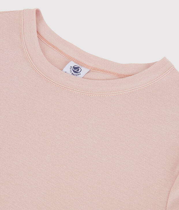 Klassisches Damen-T-Shirt aus Baumwolle mit Rundhalsausschnitt rosa