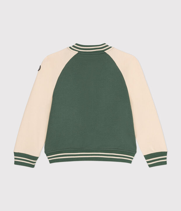 Teddyjacke aus Molton Kinder/Jungen gr&uuml;n/naturfarben