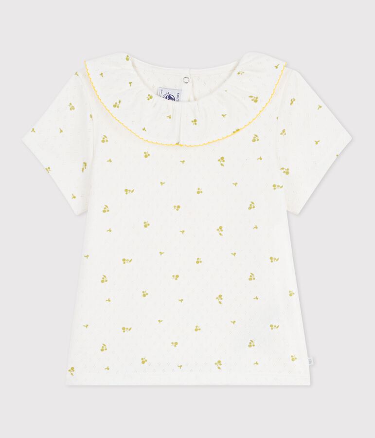 Kurz&auml;rmeliges Kinder-T-Shirts aus Baumwolle mit Blumenmuster gr&uuml;n/gr&uuml;n