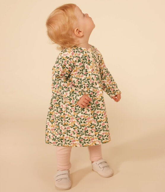 Langärmeliges Babykleid aus Doppeljersey und Leggings aus Baumwolle weiss AVALANCHE/ MULTICO