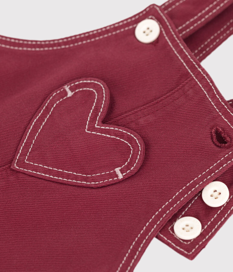 Langbeinige Baby-Latzhose aus farbigem Denim rot