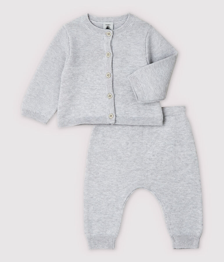 Zweiteiliges Baby-Set aus Bio-Baumwollstrick in Grau grau