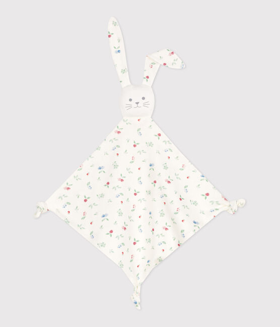 Baby-Kuscheltier aus bedruckter Baumwolle weiss MARSHMALLOW/weiss MULTICO