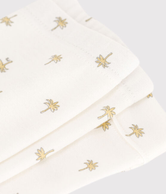 Baby-Leggings aus Baumwolle mit Blumenmuster weiss MARSHMALLOW/grau GRIS