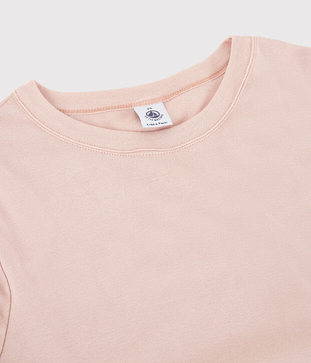 Klassisches Damen-T-Shirt aus Baumwolle mit Rundhalsausschnitt rosa