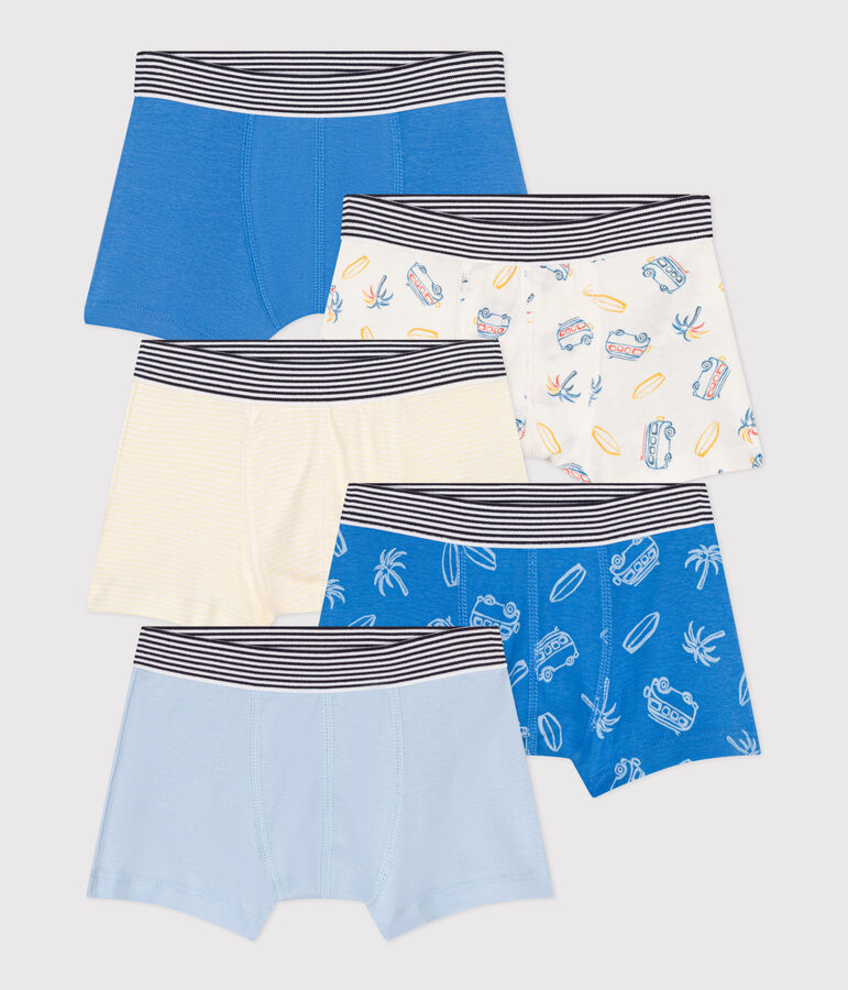 5er-Set Kinder-Boxershorts aus Baumwolle mit Minibus-Motiv vielfarbig