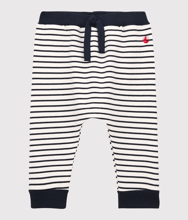 Baby-Hose aus Molton. weiss/blau