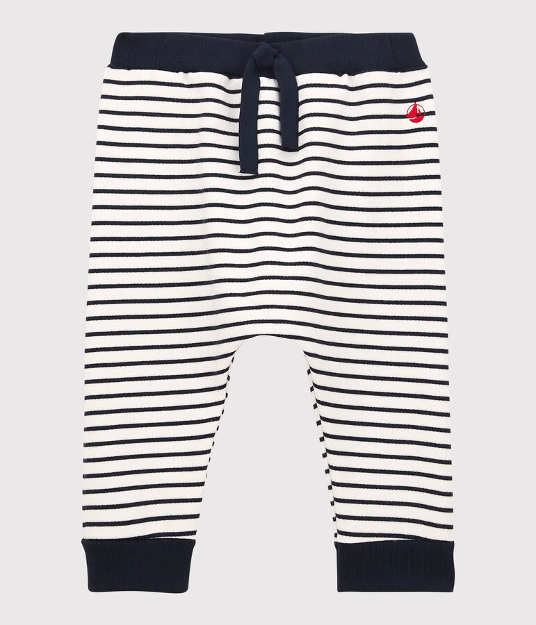 Baby-Hose aus Molton. weiss/blau