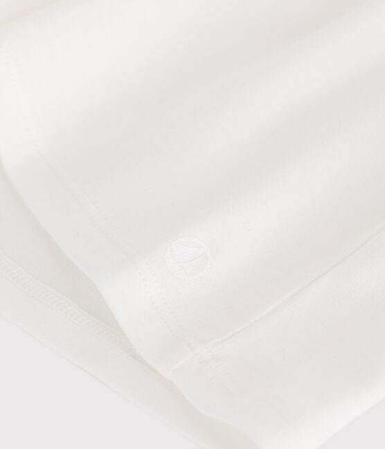Kurzärmeliges Kinder T-Shirt mit Kragen aus einfarbiger Baumwolle weiss MARSHMALLOW
