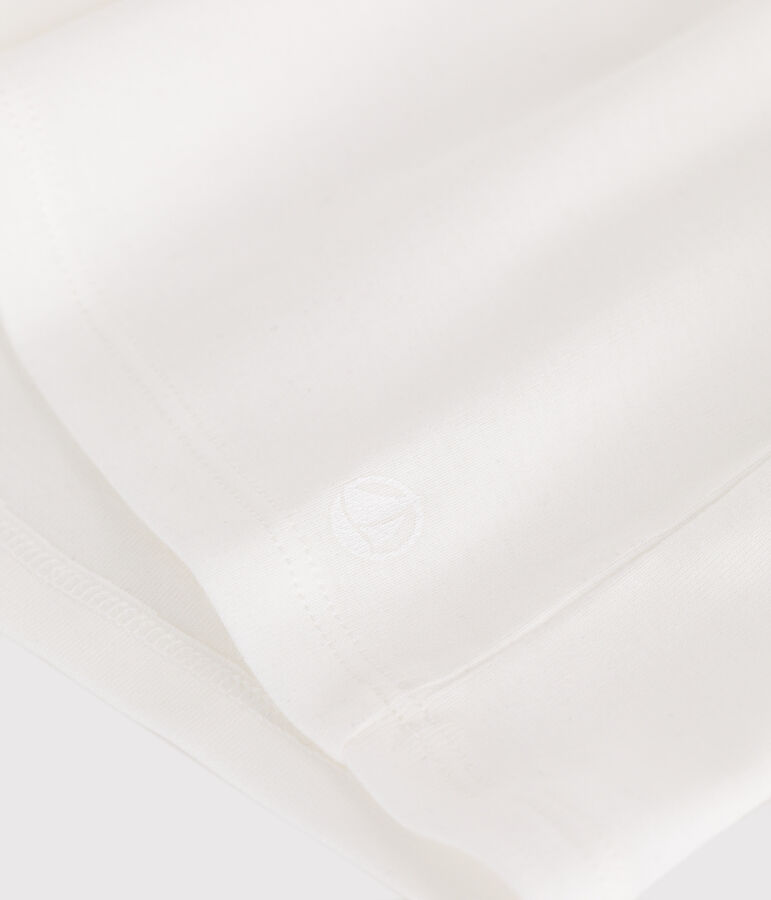 Kurz&auml;rmeliges Kinder T-Shirt mit Kragen aus einfarbiger Baumwolle weiss